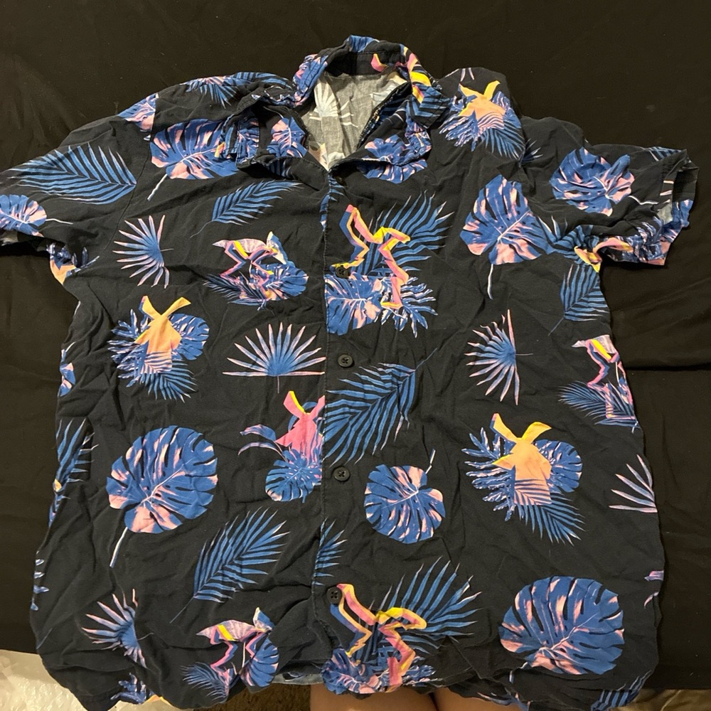 Dutch Bros Black Tropical Print Men's Shirt